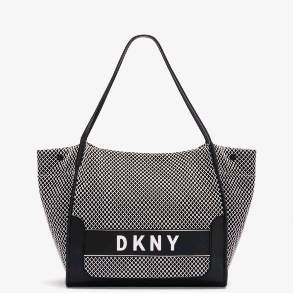 DKNY LARGE LOGO TOTE BLACK WHITE